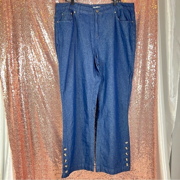 Jessica London Dark Blue Wide-Leg Denim Jeans – Size 20W – Classic High-Rise - Picture 1 of 9